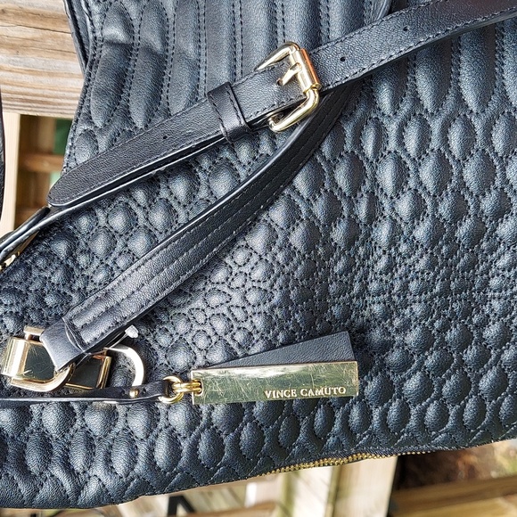 Vince Camuto | Riley Black Bubble Leather Shoulder Crossbody Bag Purse - Picture 10 of 16